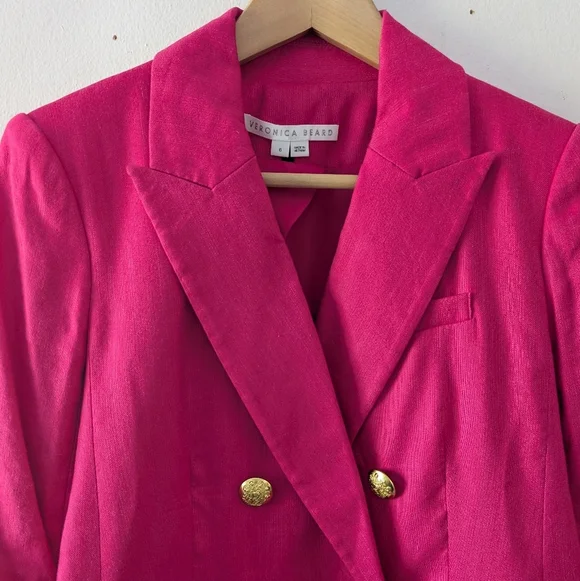 NWOT Veronica Beard Hirsh Pink Dickey Jacket Blazer Size 6 Celebrity Linen - Picture 9 of 16